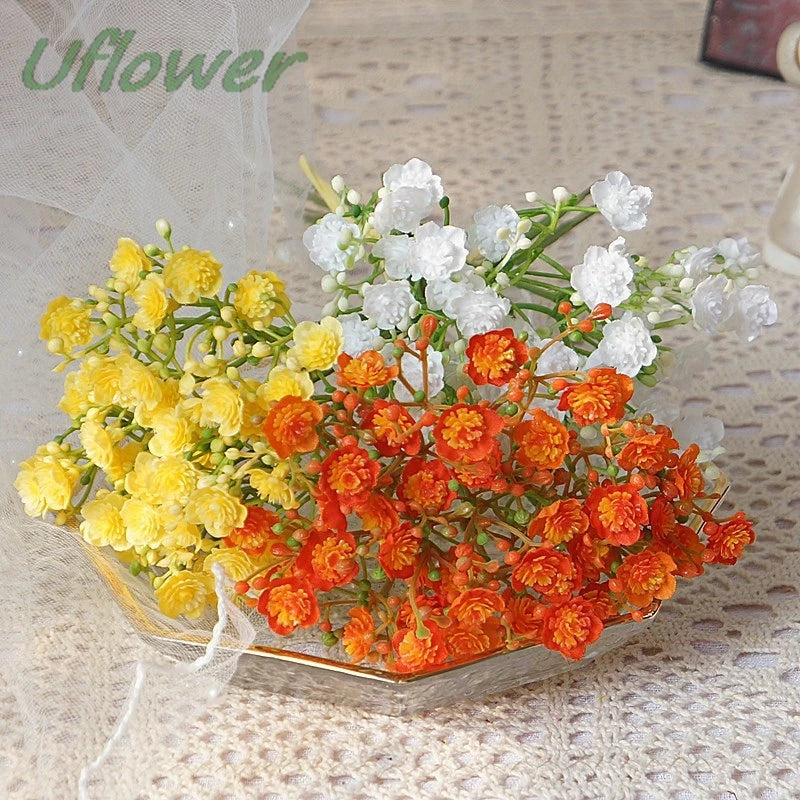 bouquets artificiels fleurs simples blanc jaune rouge rustique naturel mariage décoration tableintérieur