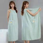 serviette bain microfibre séchage rapide rose verte violet bleu motif fleurs blanches plage spa