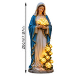 statue vierge marie roses led bleu blanc jardin decoration religieuse patioextérieur