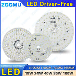 plaque led blanc diodes rondes modernes circuits intégrés connecteurs 105mm 120mm 160mm 198mm 80w
