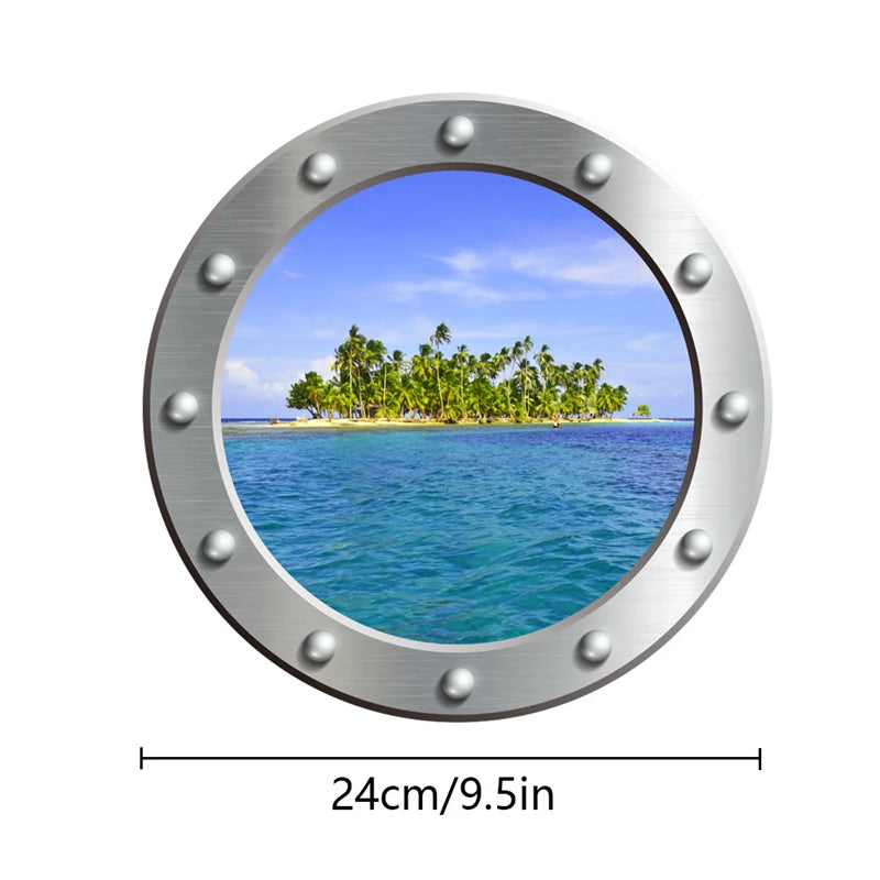 autocollant mural île tropicale palmiers ciel bleu océan argenté bleu vert adhésif pvc réaliste