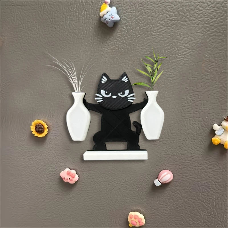 décoration murale chat noir vases blancs motifs colorés moderne fixations murales.ACCESSIBLEMENT FORMULÉ RESPECTER CONTRAINTE