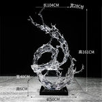 sculpture moderne vague océan transparent bleu clair abstraite décoration intérieure maison salon