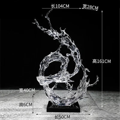 sculpture moderne vague océan transparent bleu clair abstraite décoration intérieure maison salon