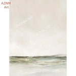 tableau abstrait minimaliste toile beige gris vert vague 40x50cm 30x40cm 20x30cm