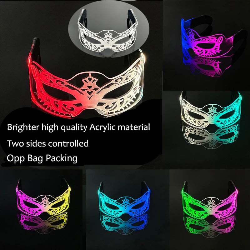 masques lumineux pailletés couleurs vert rose jaune bleu occasion fête anniversaire mariage