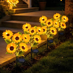 décorations florales solaires jaune vert moderne bouquet tournesol feuilles extérieures patio jardin led étanches