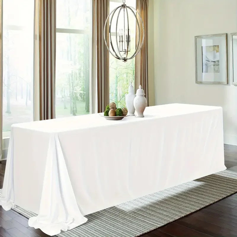 nappe blanche polyester réutilisable moderne table événement mariage festivitépaque totale tissu uni aspect lisse