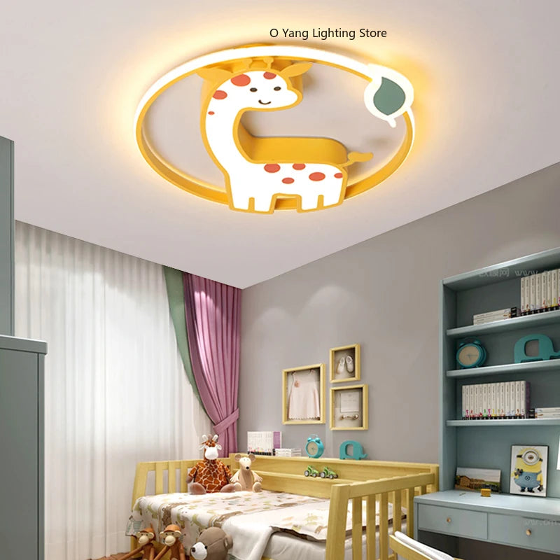 lustre girafe suspendue décorative enfant pois multicolore intérieur éclairé chambre