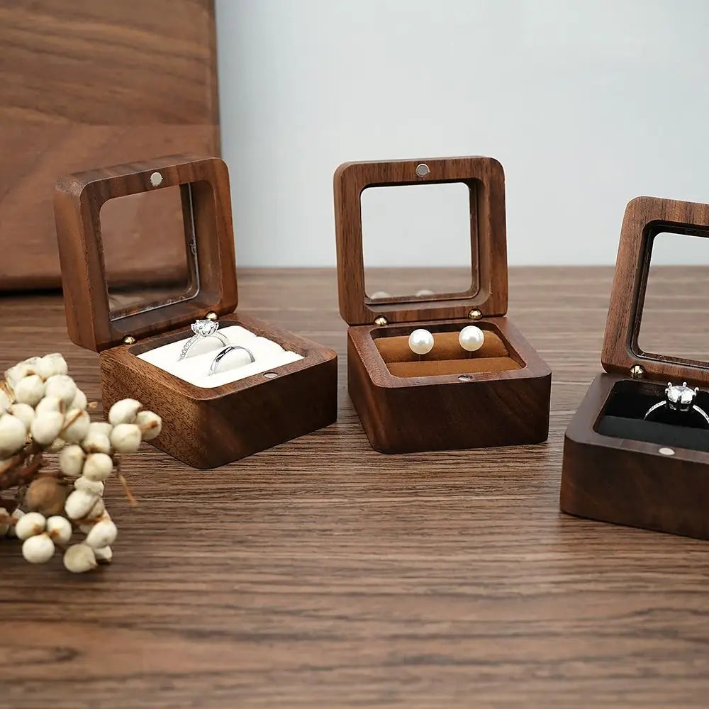 boîtes bijoux bois foncé coffret rangement vis classique minimaliste couple présentoir matrimoniaux