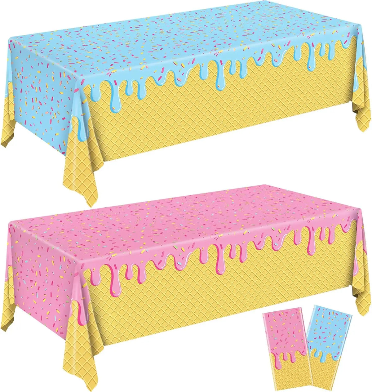 assiettes jetables serviettes gobelets nappe confettis glace vanille fraise anniversaire enfant été festive