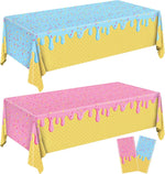 assiettes jetables serviettes gobelets nappe confettis glace vanille fraise anniversaire enfant été festive