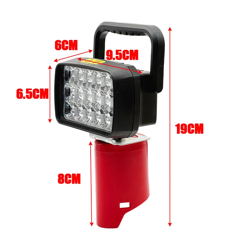 lampe torche portative rouge gris moderne batterie lithium rechargeable poignée extérieure abs