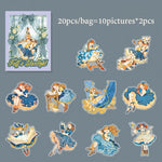 autocollants vintage multicolores personnages illustrations scènes cuisine campagne jardin opaques bricolage scrapbooking
