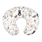 housse coussin allaitement bébé imprimé animal ours renard arbres feuilles moderne blanc unisexe ans