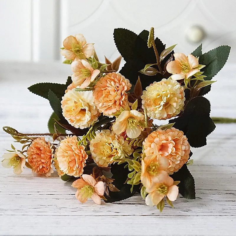 bouquet fleurs artificielles soie mariage décoration maison extérieur blanc rose vert classique