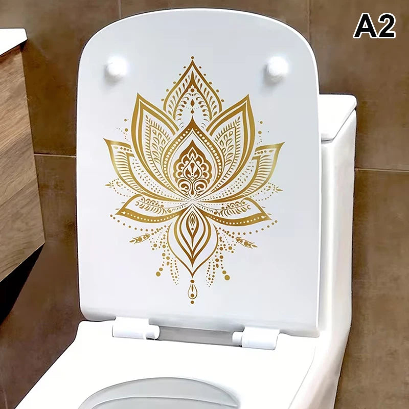 sticker mural or fleur lotus artisanal adhésif salle bain décoration zenintérieur floral