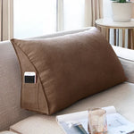 coussin triangulaire velours gris beige literie massage voyage contemporain posable decore