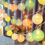 guirlande lumineuse 20 led rose beige vert jaune blanc texture coton moderne extérieur intérieur