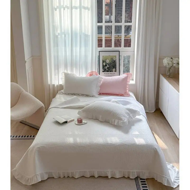 couvre lit coton tie dye rayures vert clair classique simple lit maison