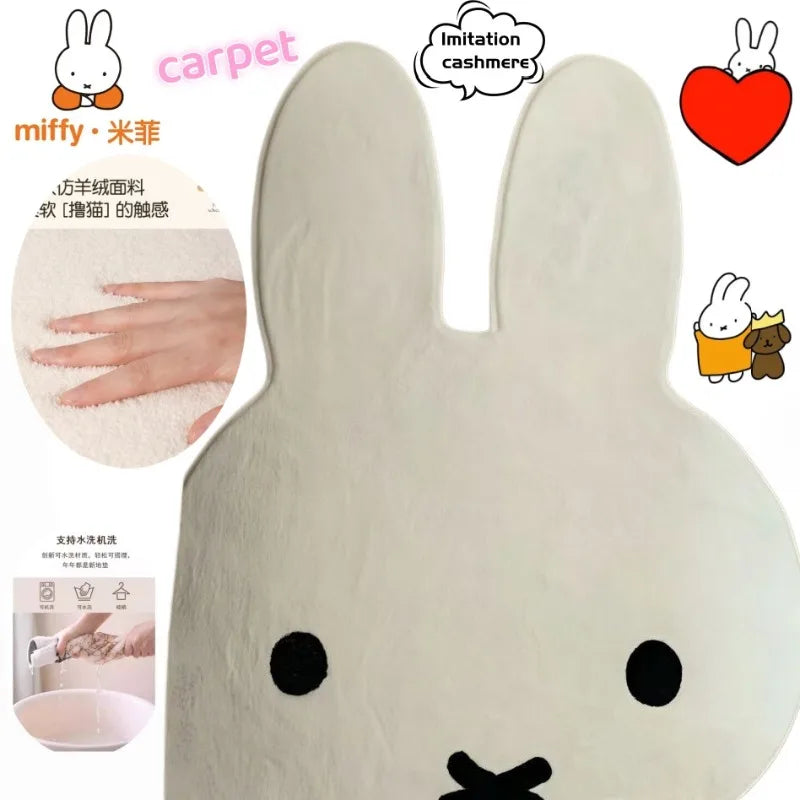 tapis blanc mignon visage lapin doux chambre coucher dessin animé animal fourni absorption 40x56cm