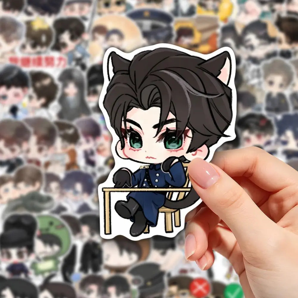 sticker chibi kawaii manga personnages oreilles chat uniformes mignons humoristiques stickers anime