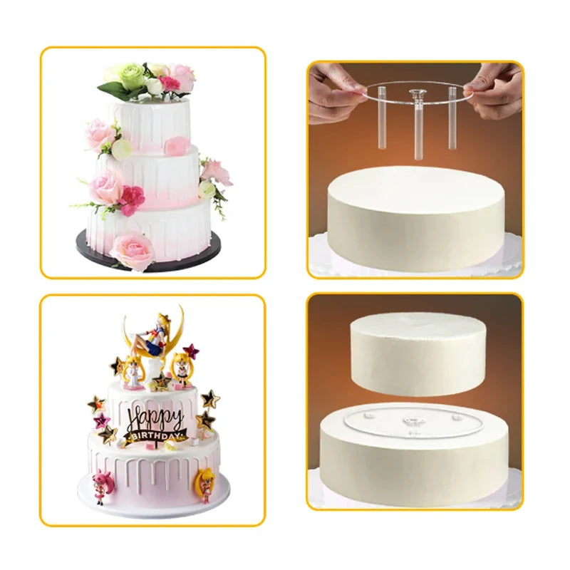 support gâteau blanc moderne disques tiges adhésif portable cuisine