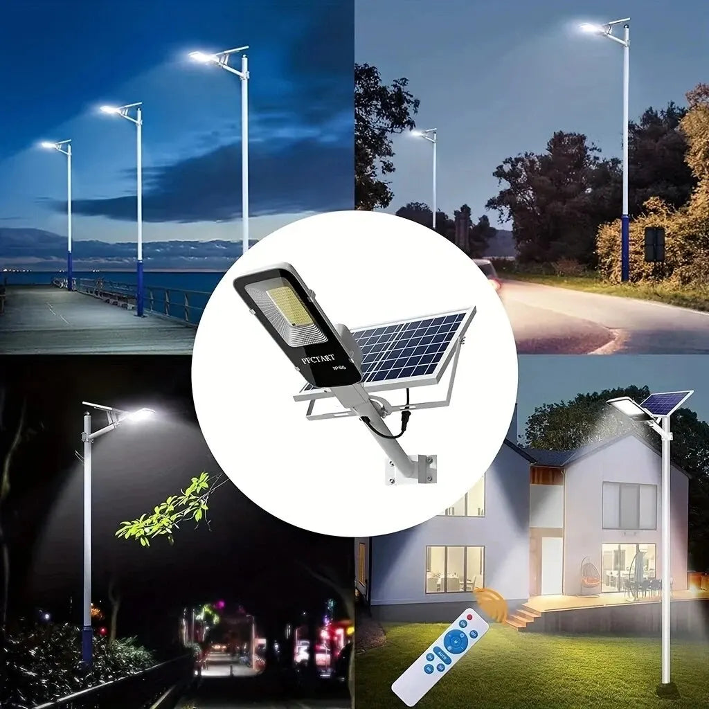 lampe solaire moderne ip65 blanc noir panneau solaire cellules bleues diffuseur led robusteextérieur résistant