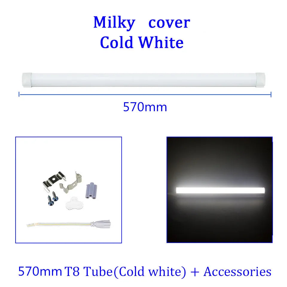 tube led blanc mat moderne éclairage intérieur cuisine garage clips montage
