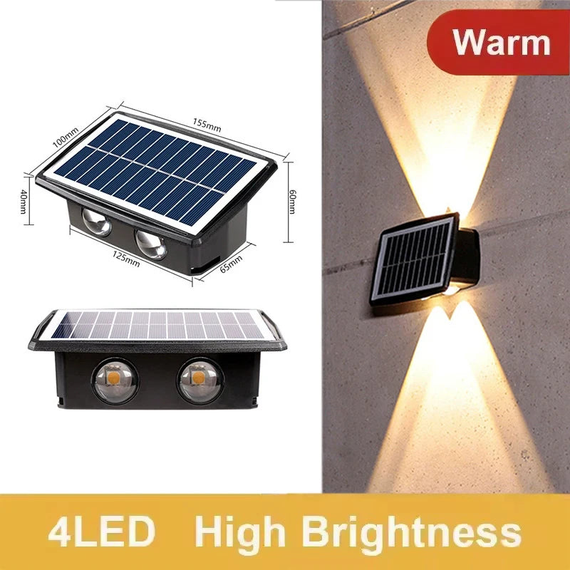 lumière solaire murale extérieure led moderne projection haut bas jardin
