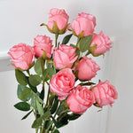 décoration intérieure bouquet roses artificielles moderne vase transparent 50cm haute elégant