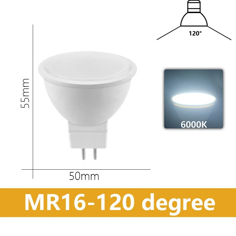 ampoules led blanc modernes 3w 5w 6w 7w 12v 3000k 4000k 6000k 120° 38°