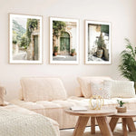 toile d'art classique minimaliste paysages urbains vert blanc beige abstraits sans cadre rectangle vertical