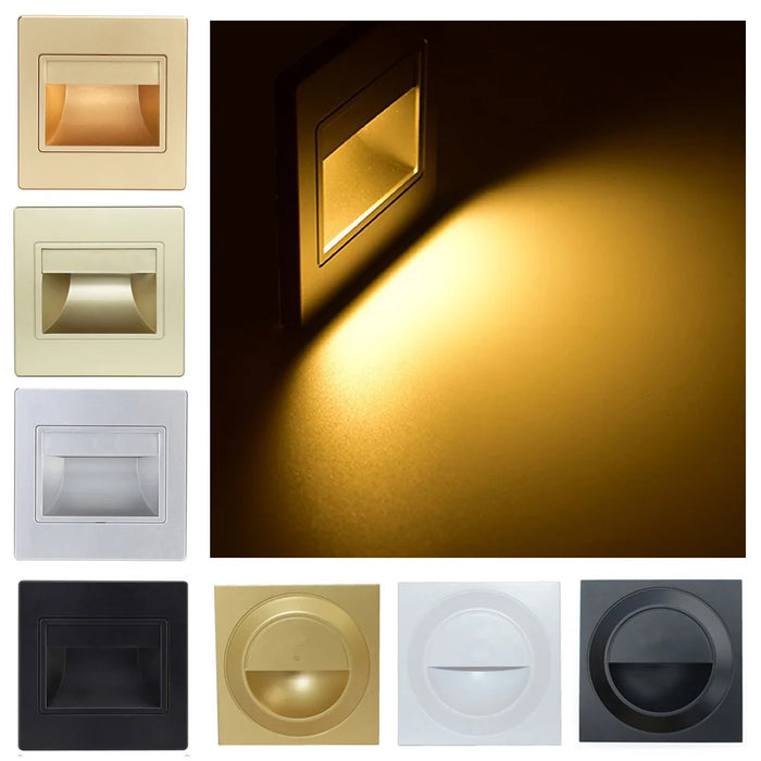 Applique murale LED pour escalier en couleur blanche éclairant une marche