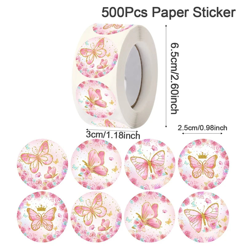 étiquettes autocollantes papillons fleurs strass dorés rose blanc festives mariage