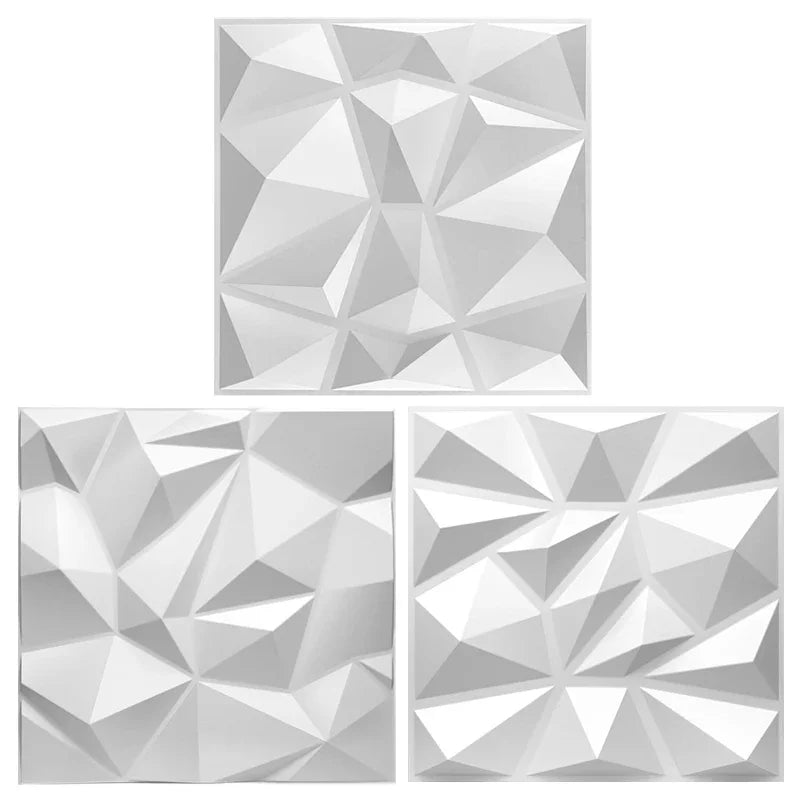 décoration murale panneau 3d blanc triangles géométriques moderne imperméable résistant humidité 30x30cm