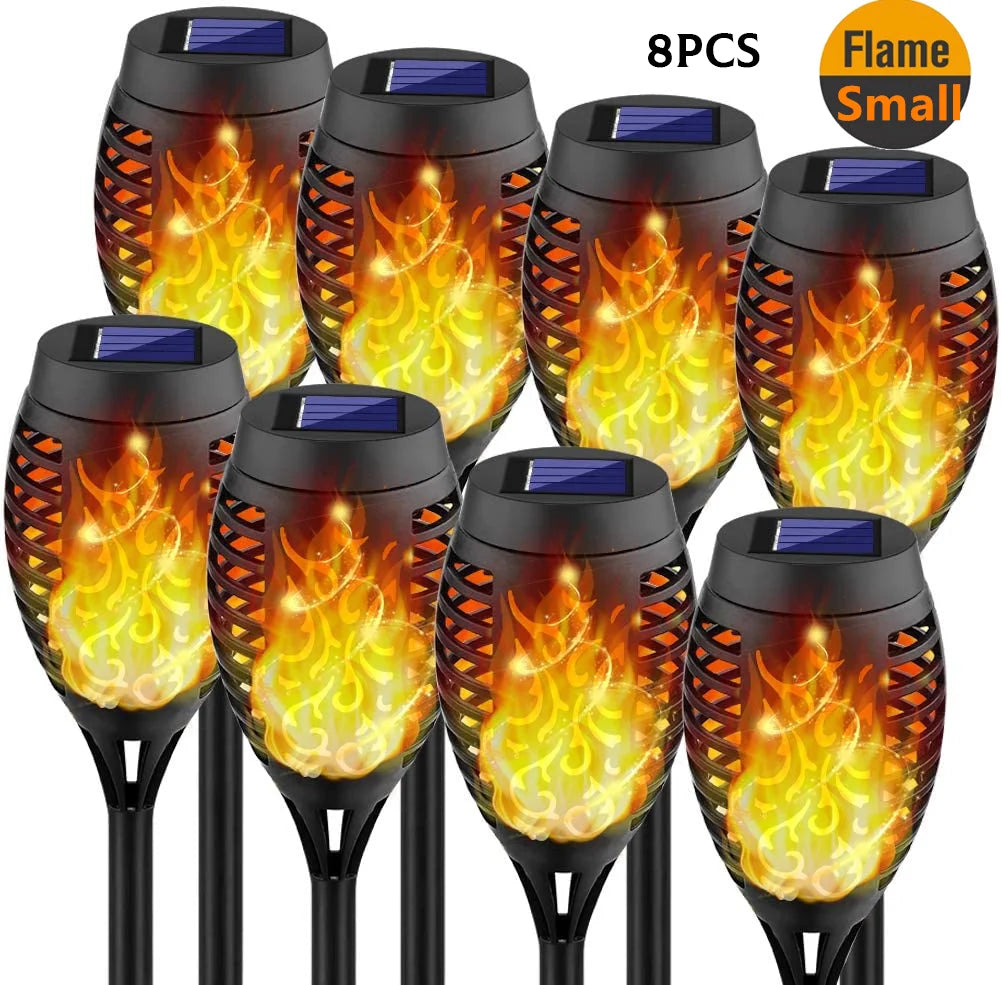 lumière solaire décorative moderne flamme artificielle motifs floraux noir orange jauneextérieur patio allée