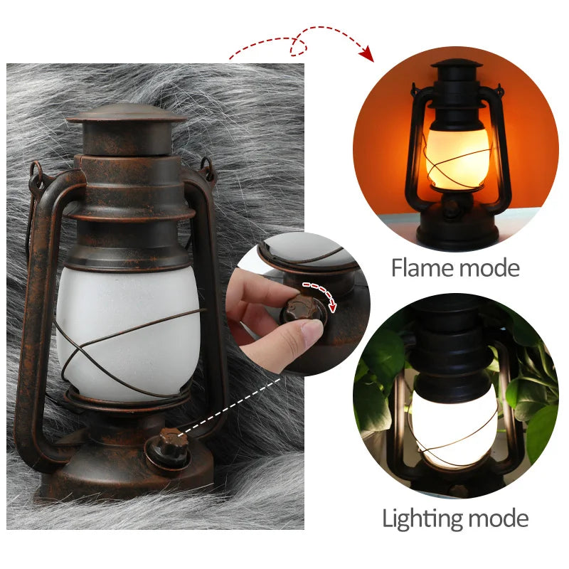 lanterne portable vintage bronze led effet flamme rechargeable télécommande bluetooth