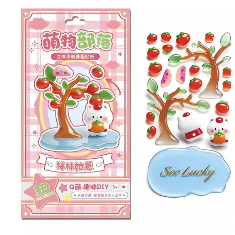 sticker 3d mignon dessin animé rose vert bleu blanc doré floral géométrique enfants classe