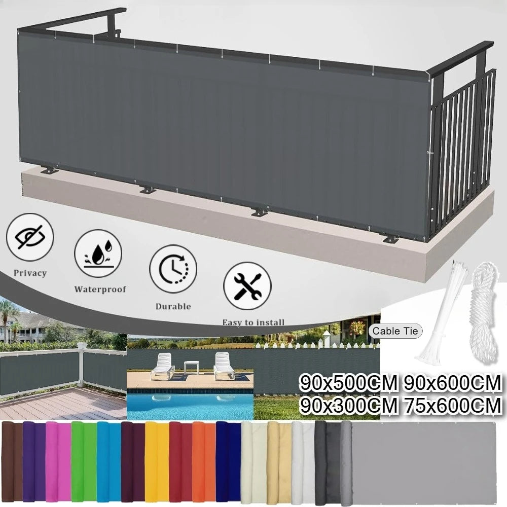 rideau balcon gris rayures moderne clips câbles 90x500cm 90x600cm 90x300cm 75x600cm