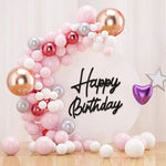 arche ballons happy birthday doré noir blanc festif décoration mur transparent moderne différents couleurs