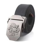 ceinture homme toile métal camouflage noir double aigle militaire décontracté opacité