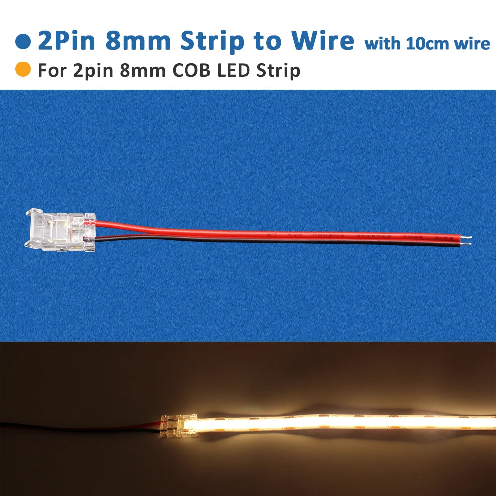 connecteurs led transparents 2pin 3pin clips câbles rgb cct cob 5v 12v 30v ul