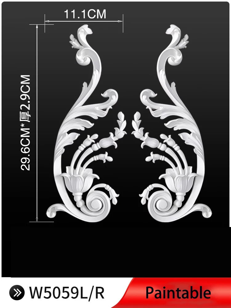 appliques decoratives sculptees floral classique blanc meubles deco mur opacite grande taille DIY
