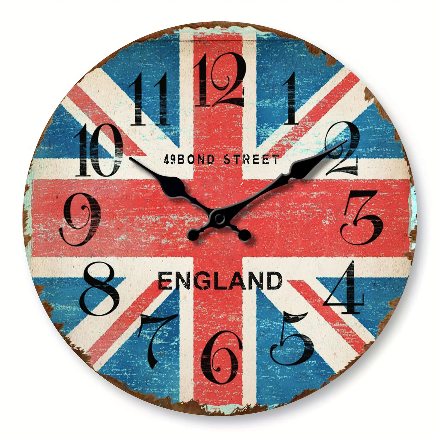 Horloge murale vintage en bois blanc design Bond Street vue de face