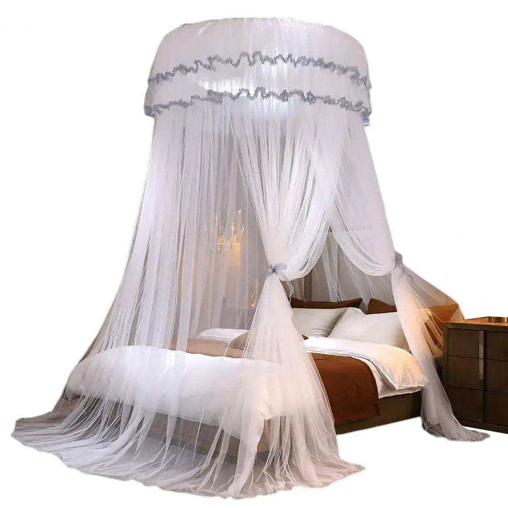 rideau lit enfant unisexe polyester coton rose vert blanc bleu violet translucide franges décoratives