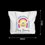 sac main blanc arc ciel motif abstrait retour école personnalisation cadeau enseignant ocassion festive
