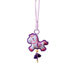 porte clés cheval imprimé motifs floraux caractères chinois violet rouge orange bleu artisanal