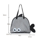 sac plage enfant orange vert bleu noir poisson transparent pelle seau jouet