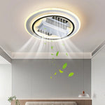 ventilateur lumière led télécommande moderne blanc arrondi fixations invisibles chambre salon